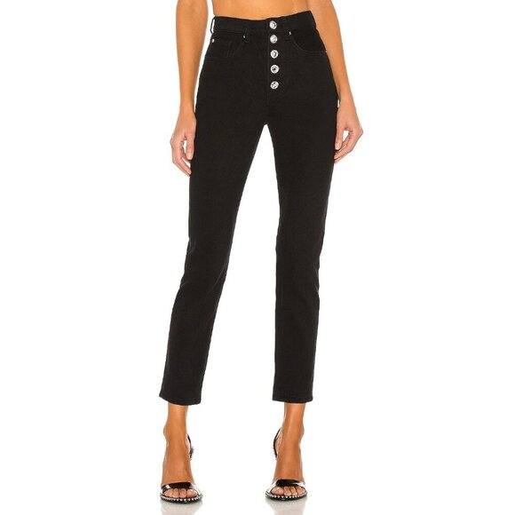 WeWoreWhat The Danielle Crystal Straight Jeans in Black 27 Womens Denim Pants - Picture 4 of 15